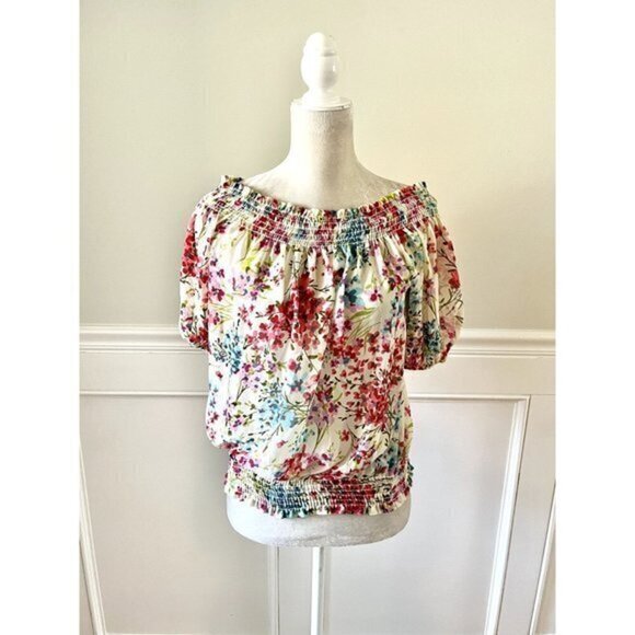 Forever 21 Off The Shoulder Floral Top M - Picture 1 of 4